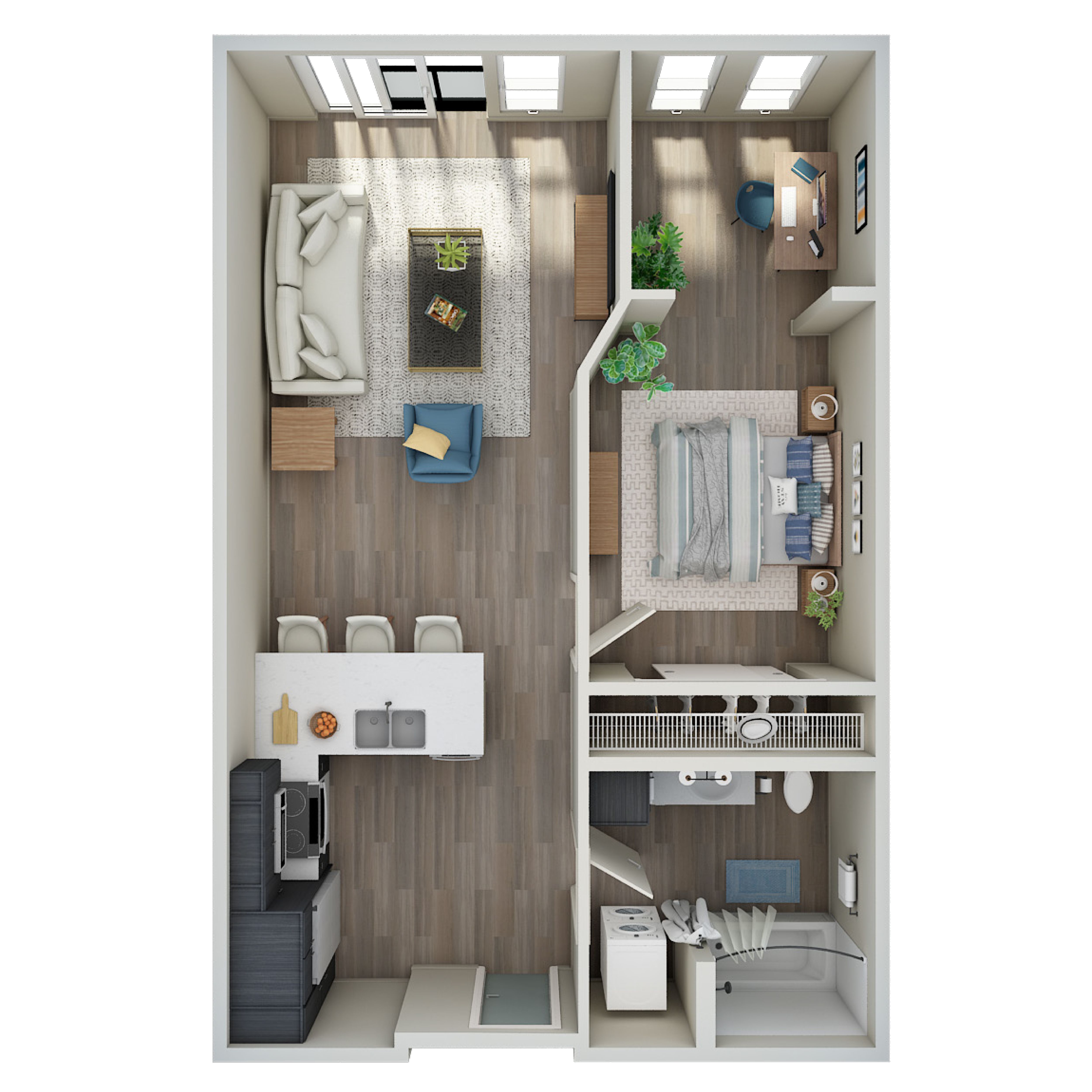 1 Bed, 1 Bath Den - E
