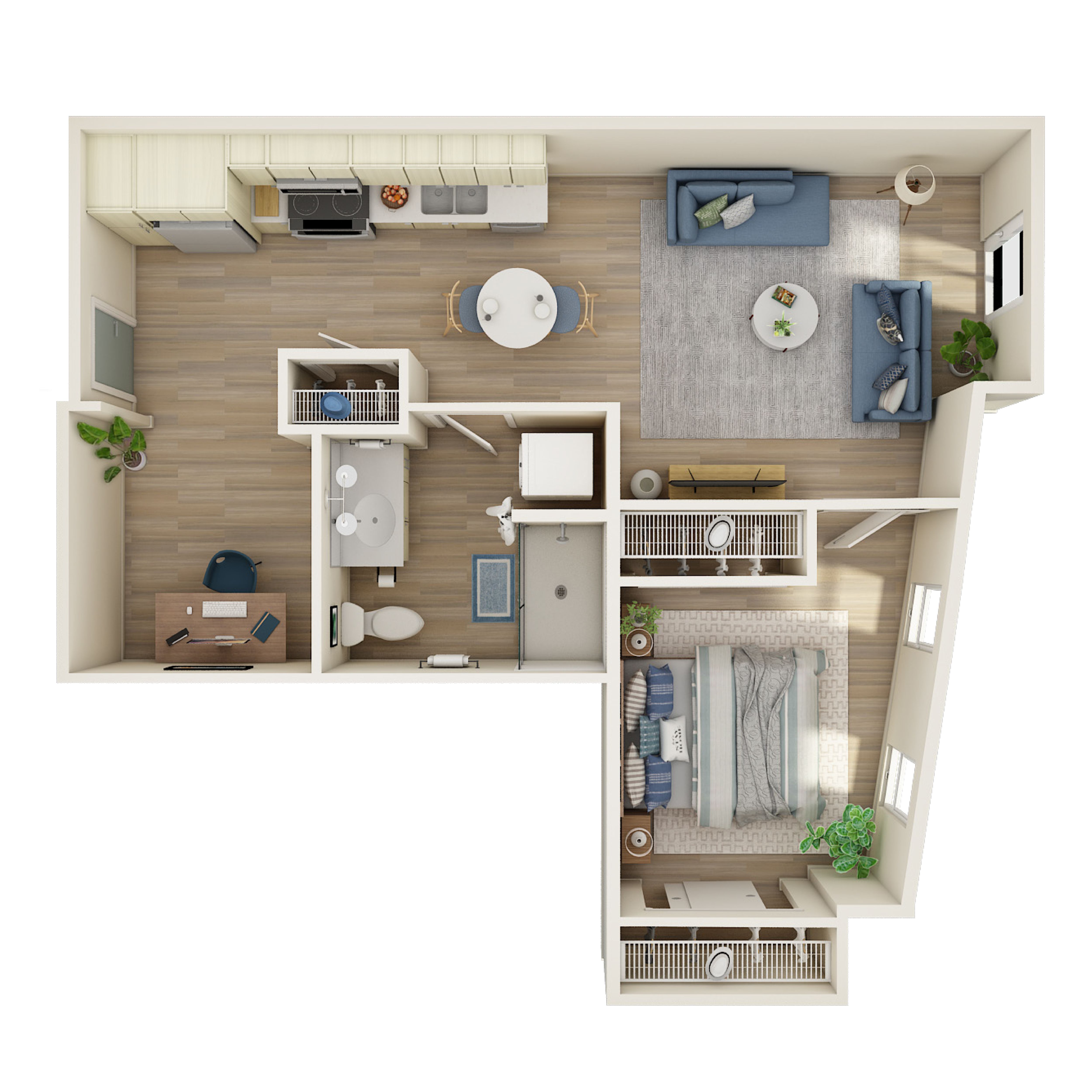 1 Bed, 1 Bath Den - G