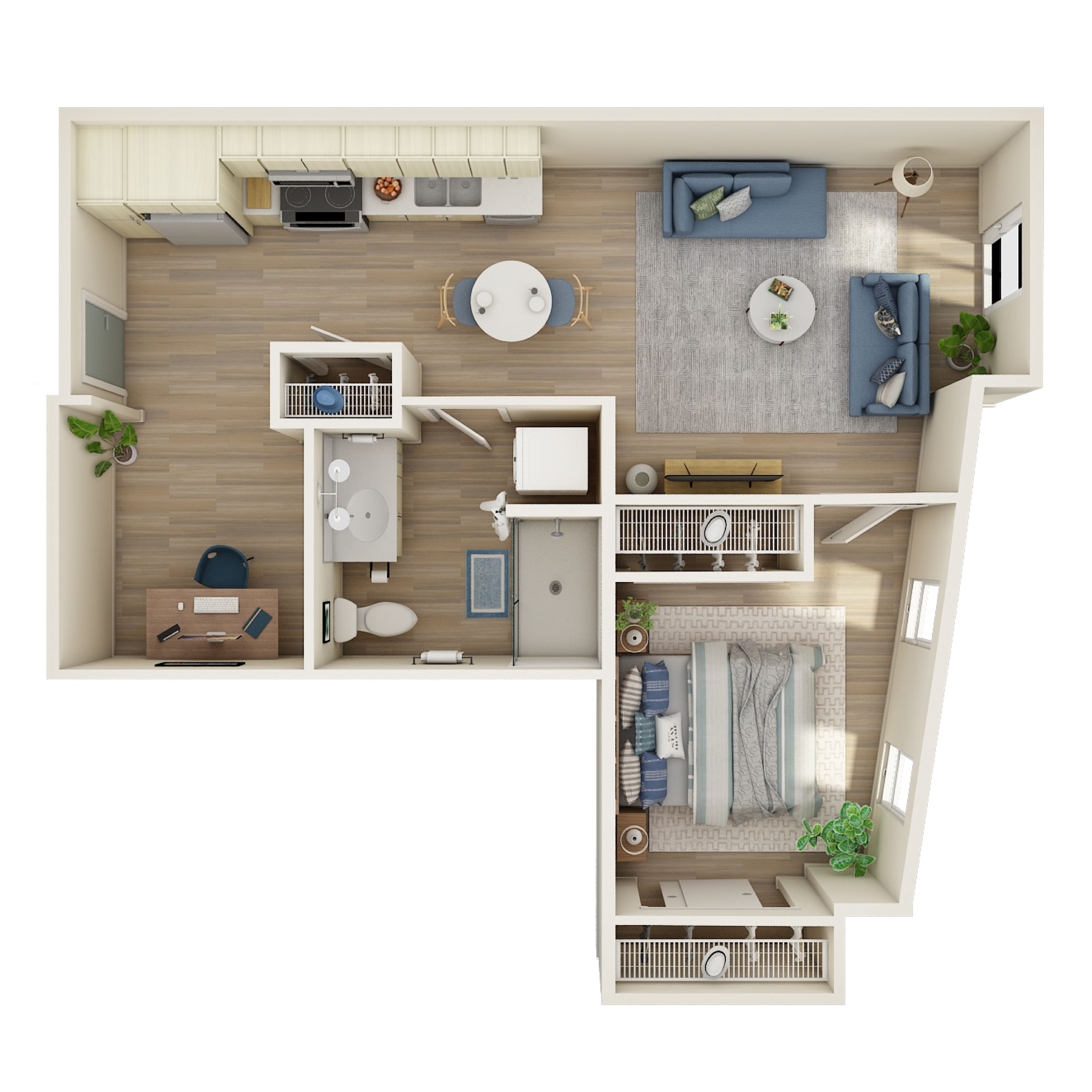 1 Bed, 1 Bath Den - I