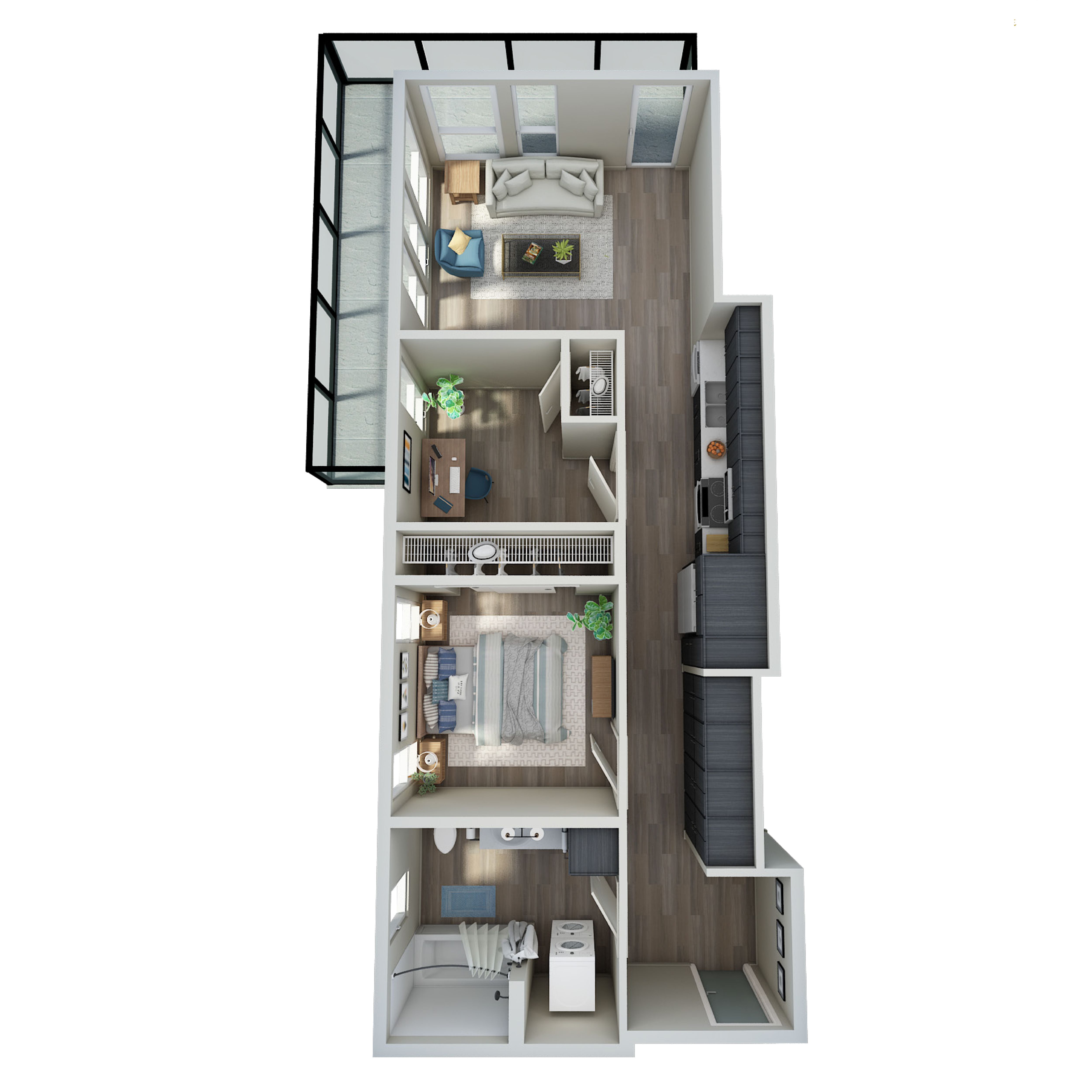 1 Bed, 1 Bath Den - K