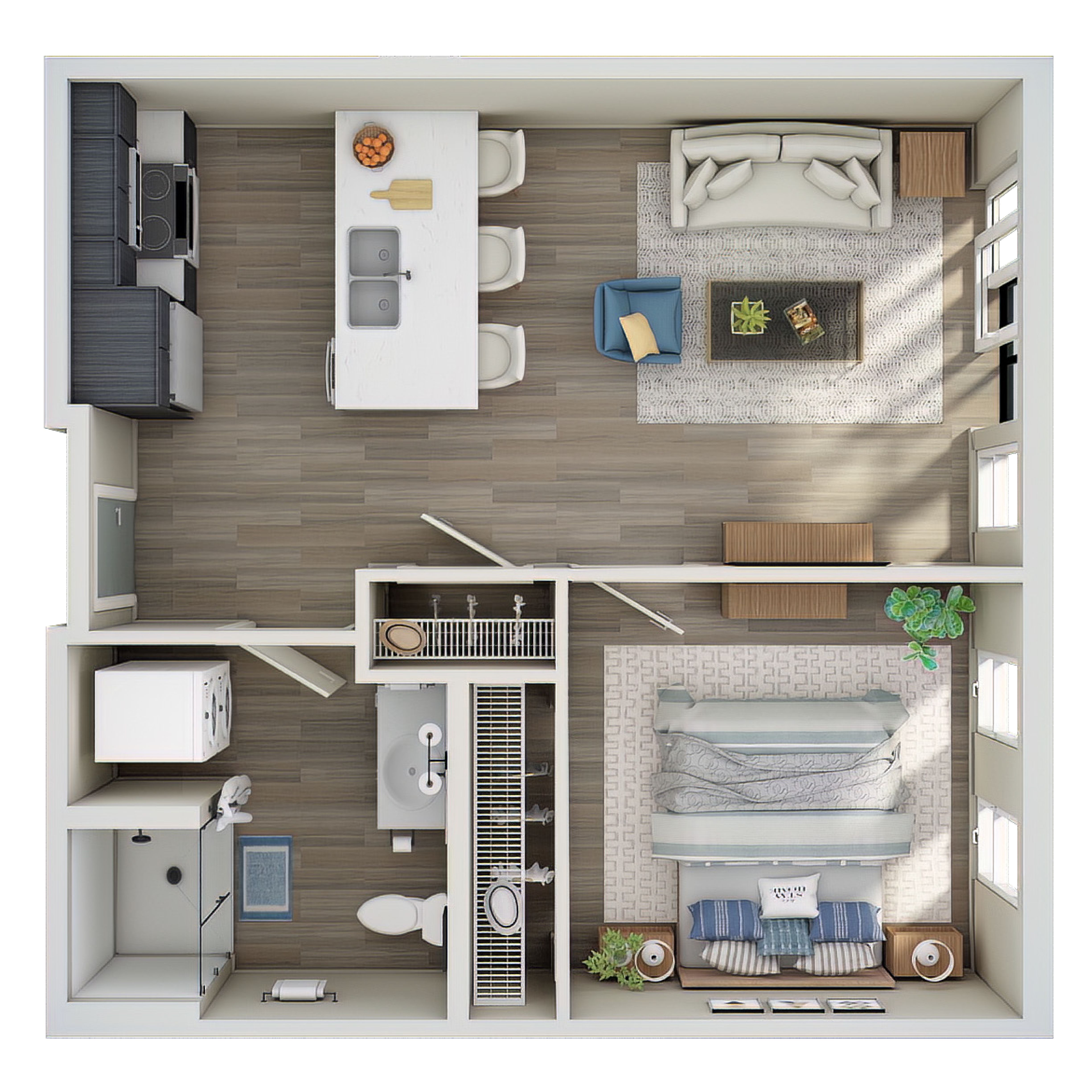 1 Bed, 1 Bath - B