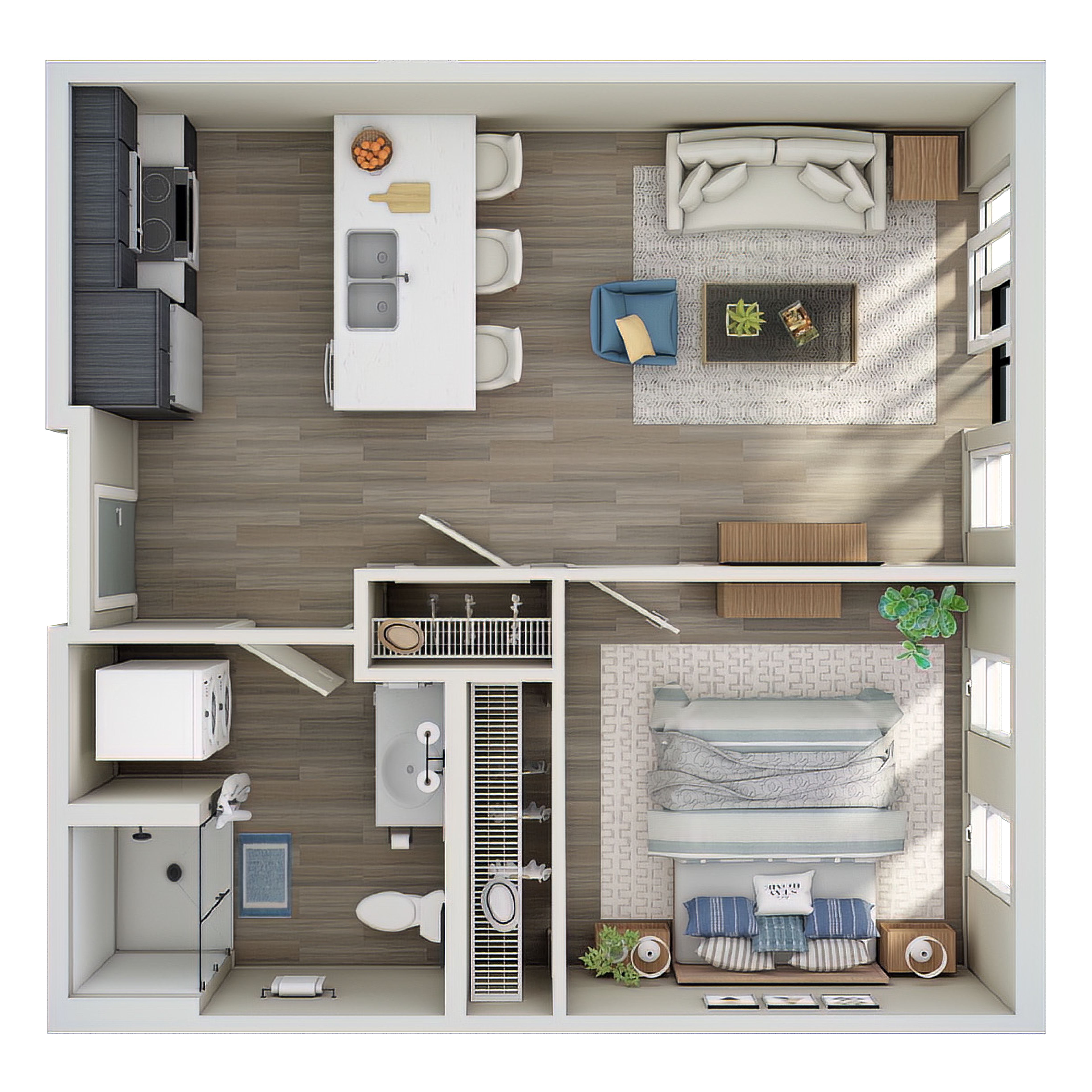 Open 1 Bed, 1 Bath - C