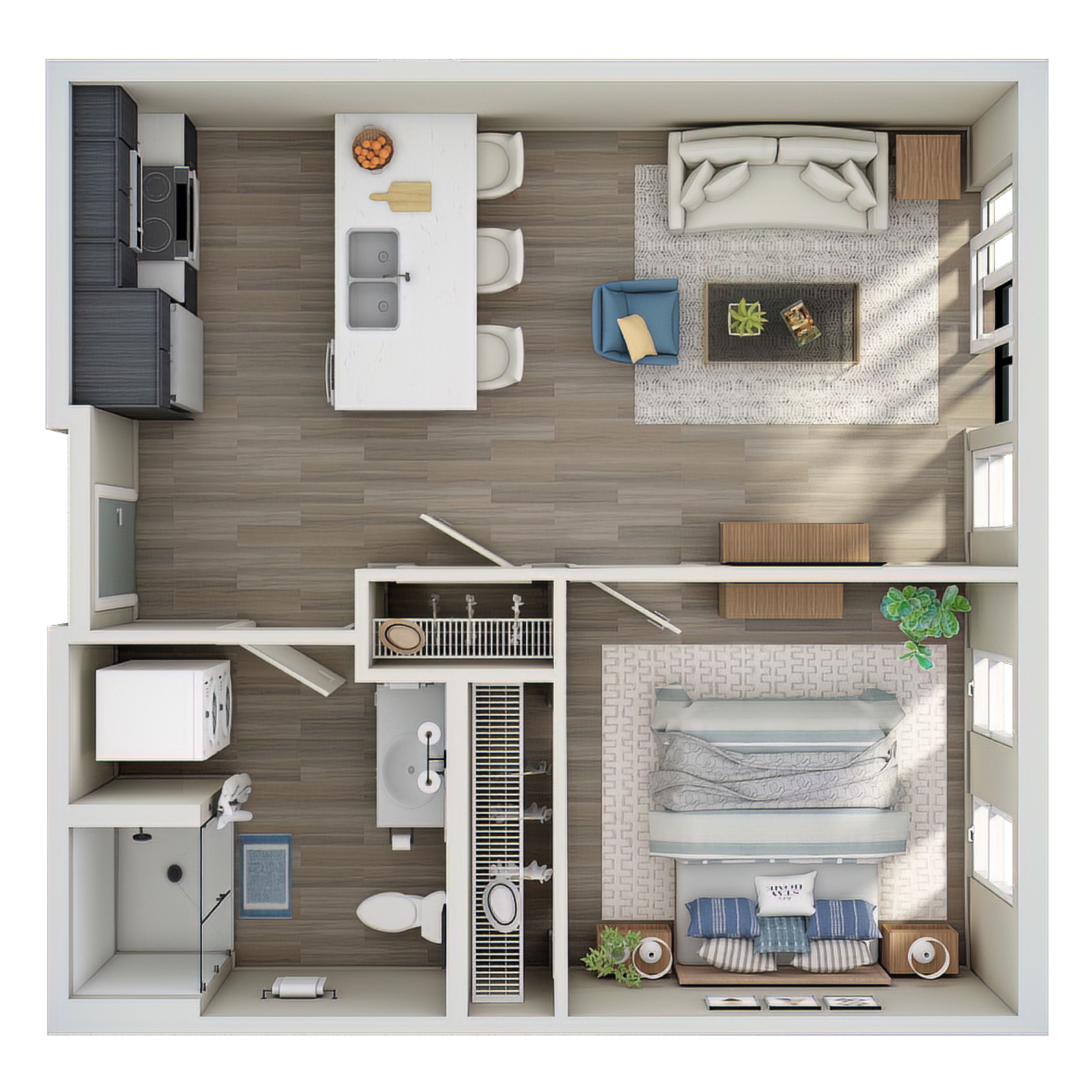 1 Bed, 1 Bath - C