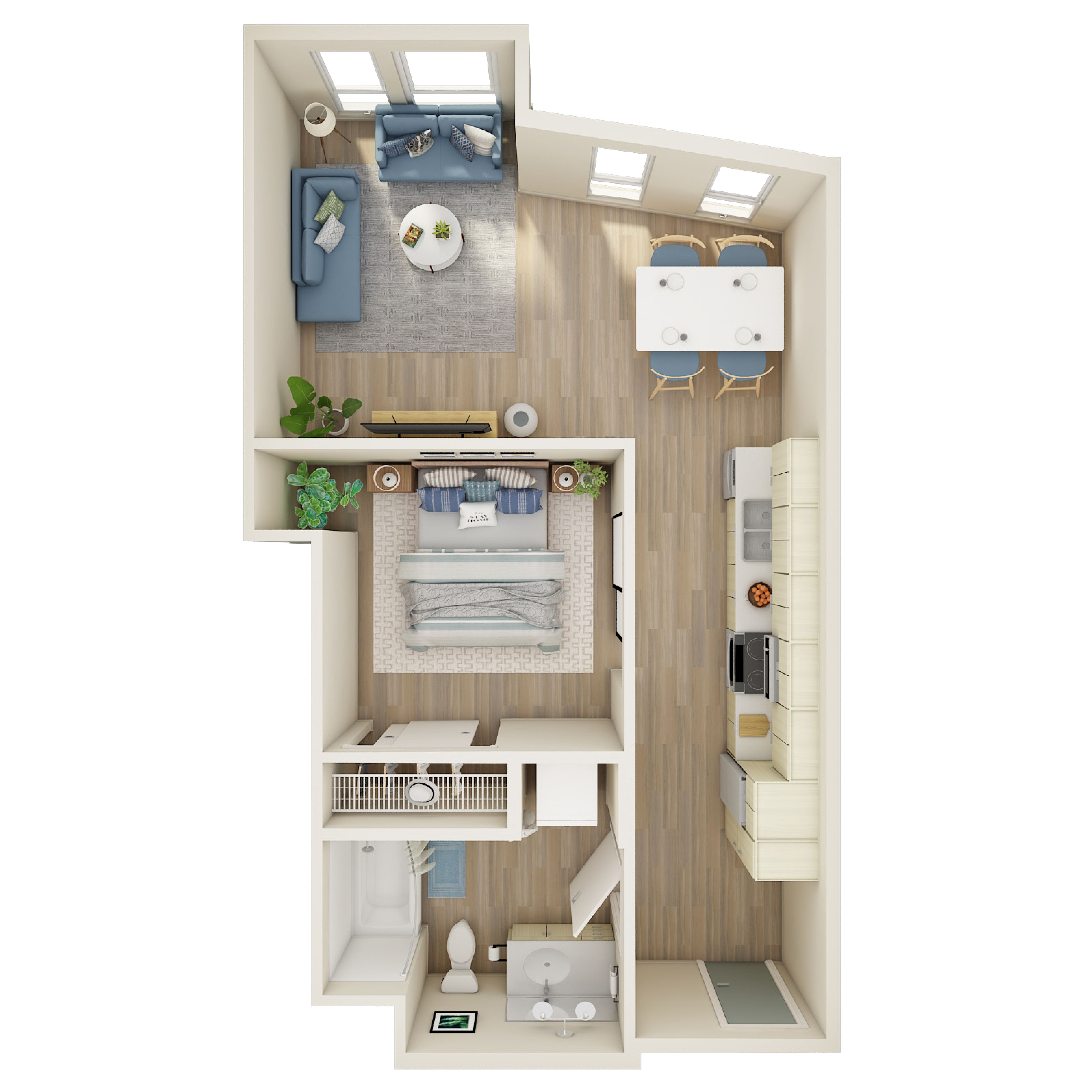 Open 1 Bed, 1 Bath - J