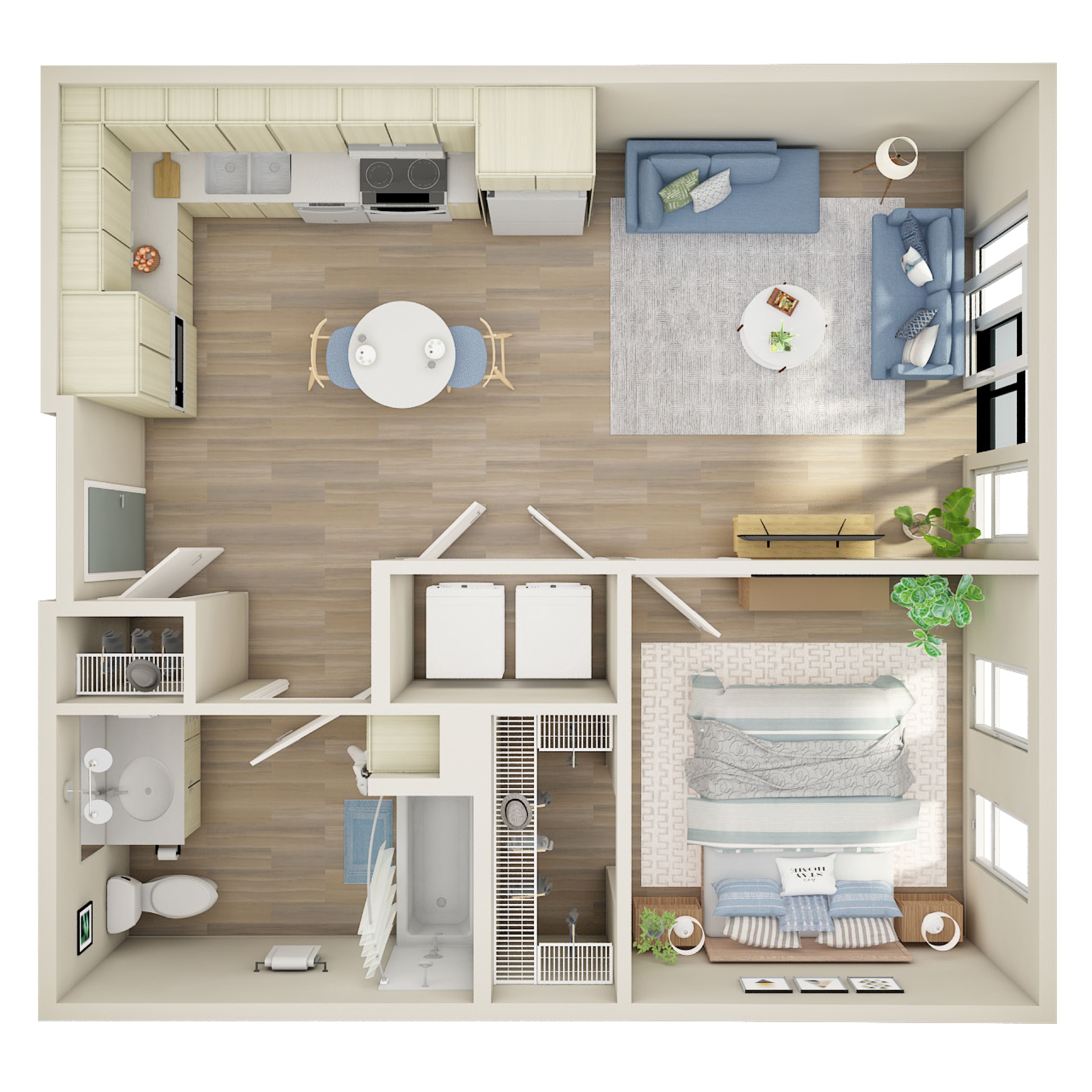 1 Bed, 1 Bath - D