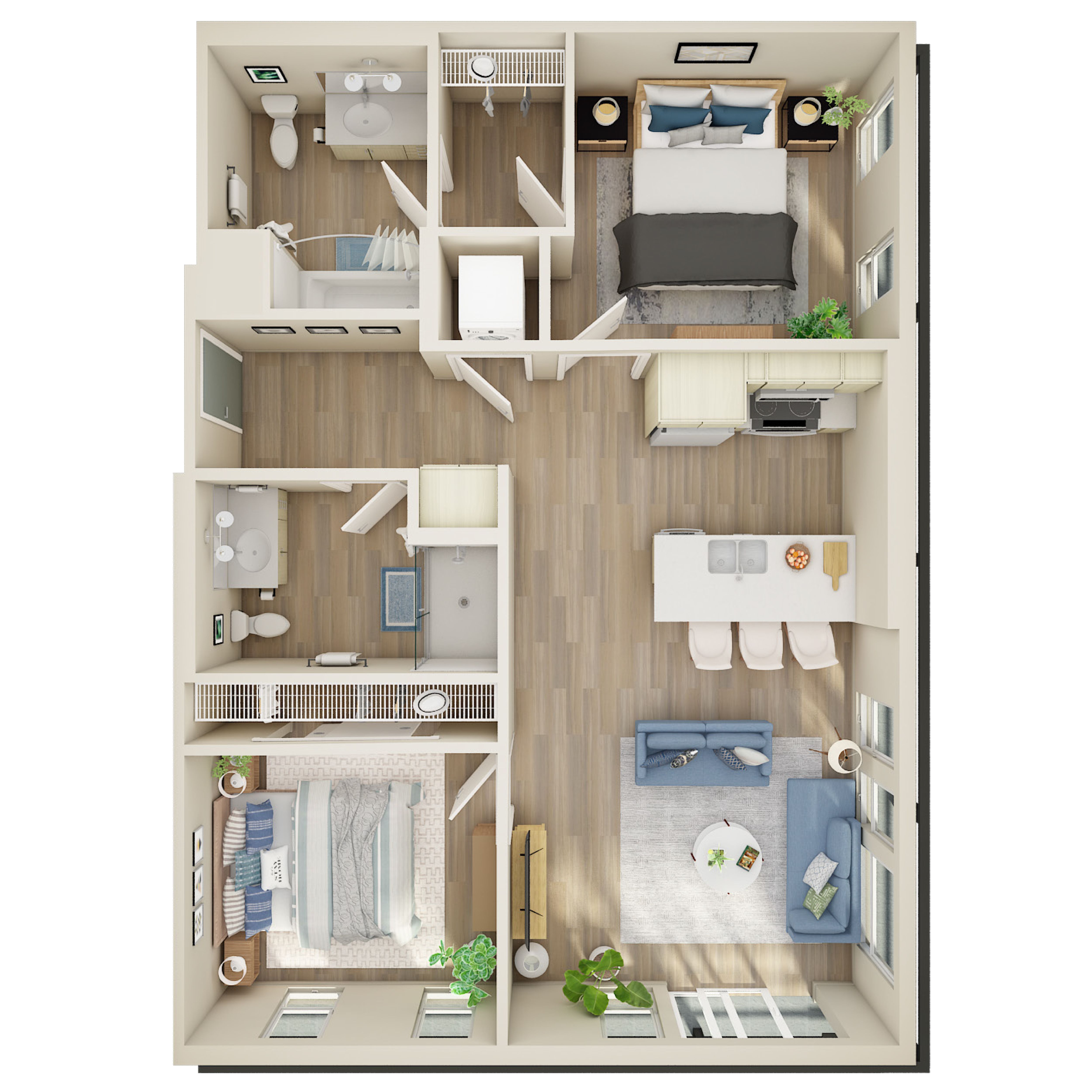2 Bed, 2 Bath - N