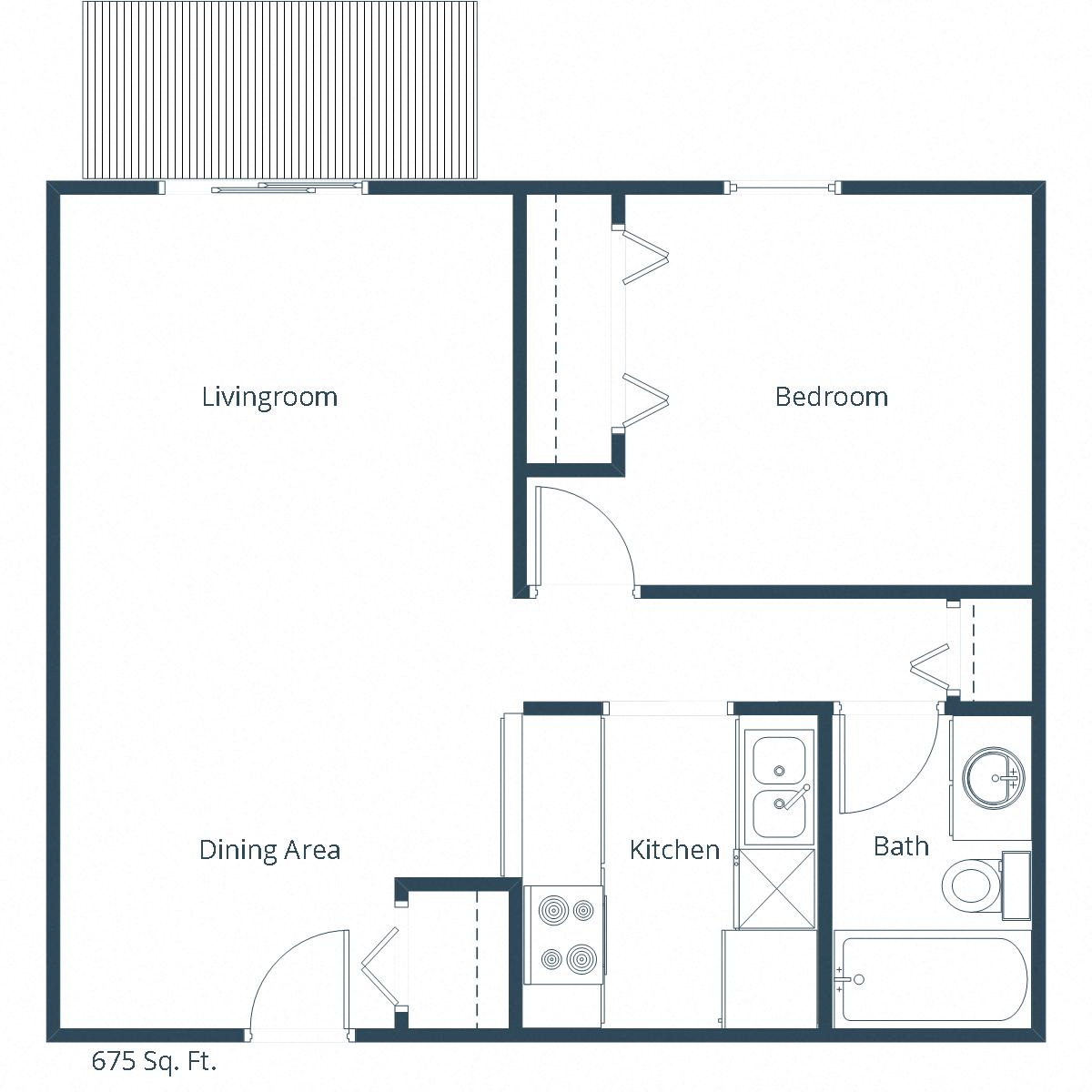 Deer Park Apartments in Hutchinson, MN| One Bedroom Floor Plan A