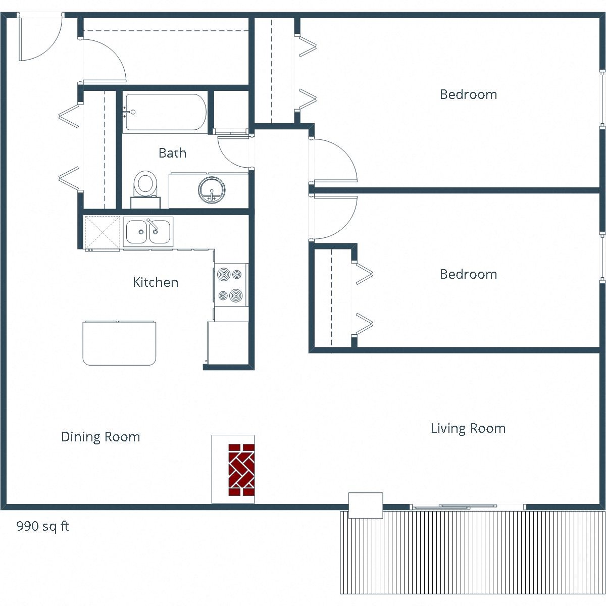 Dellwood Estates Apartments | Two Bedroom Floor Plan A Dellwood Estates Apartments | Two Bedroom Floor Plan A
