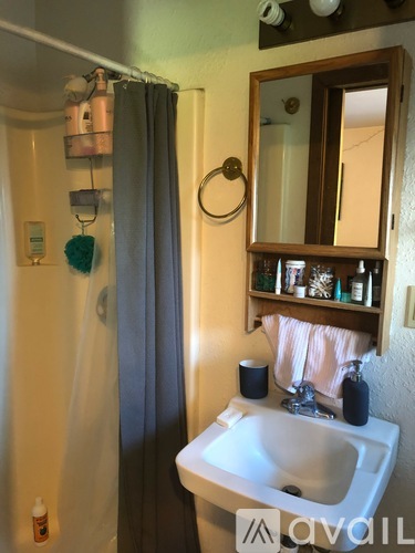 A bathroom with a white sink and a mirror above it.