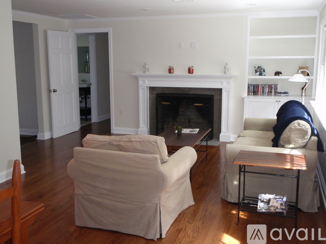 A living room with a fireplace and a couch.