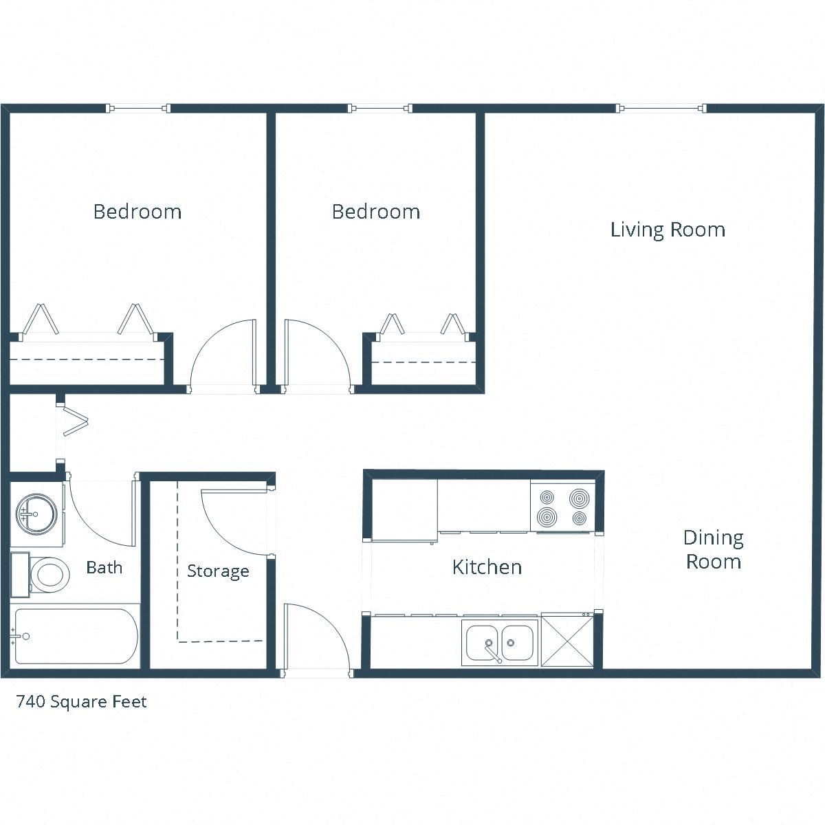 Southwind Apartments | Two Bedroom Floor Plan A