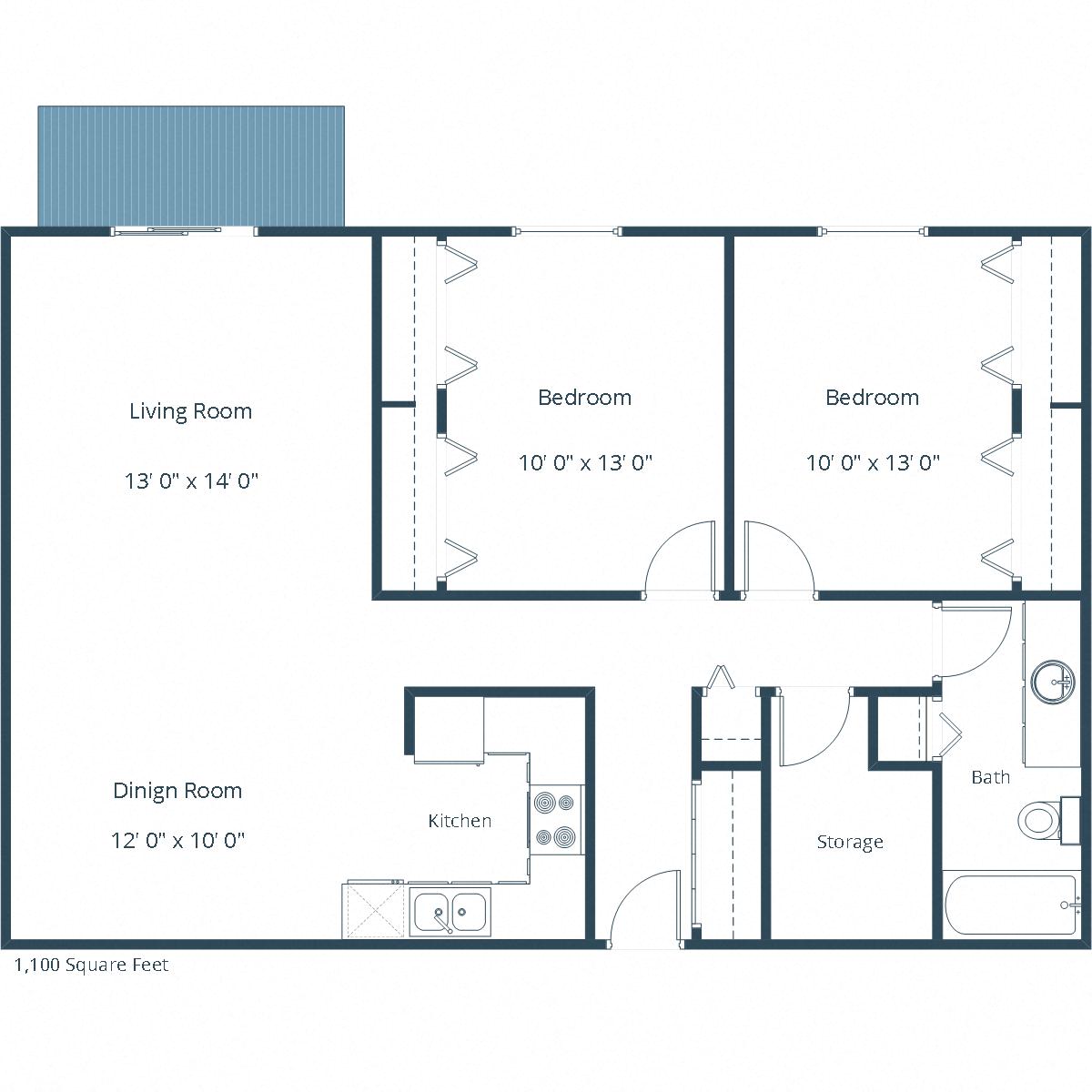 Sheridan Pointe Apartments | Two Bedroom Floor Plan A