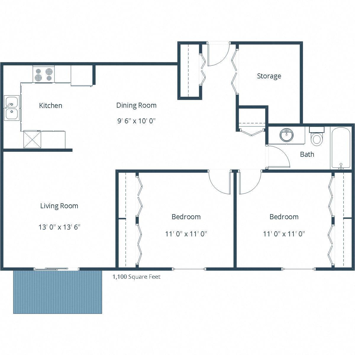 Sheridan Pointe Apartments | Two Bedroom Floor Plan B
