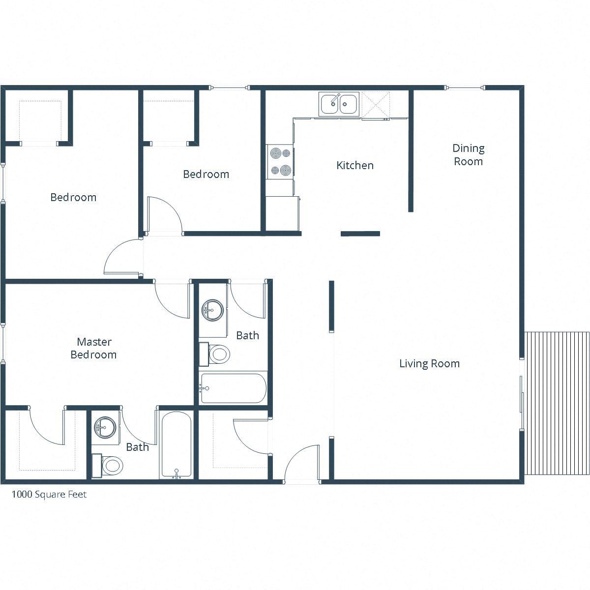 Brandon Apartments | Three Bedroom Floor Plan
