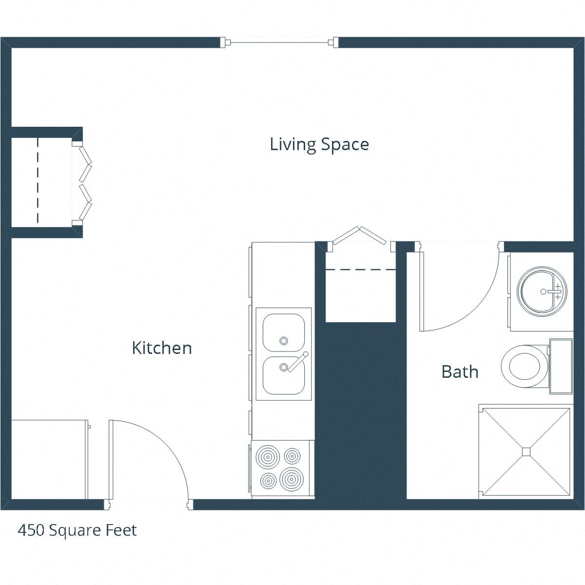 Brookfield Apartments | Efficiency Floor Plan