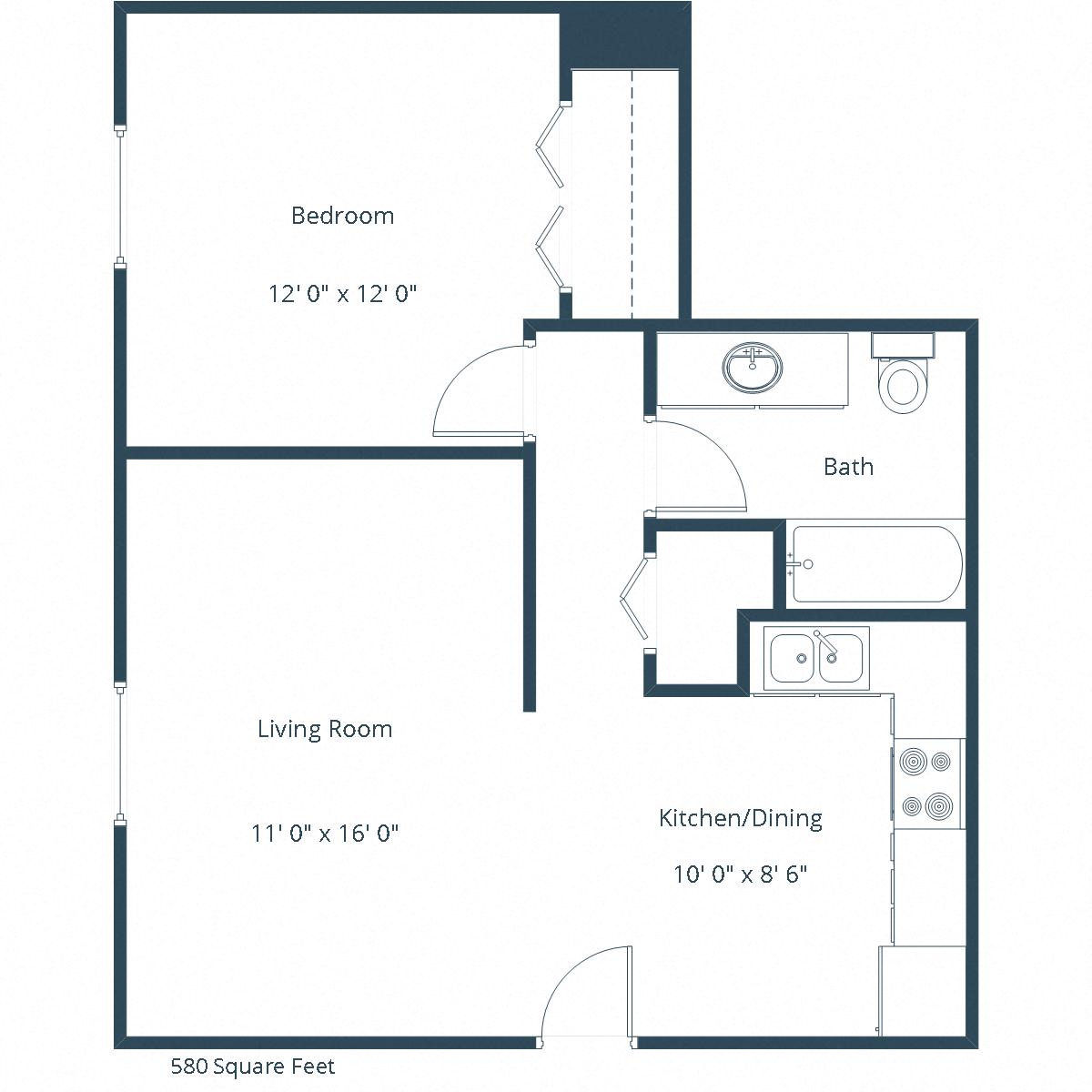 Brookfield Apartments | One Bedroom Floor Plan