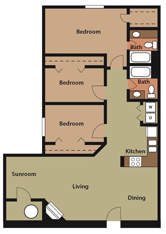 3 Bedroom | 2 Bath | 1250 SF