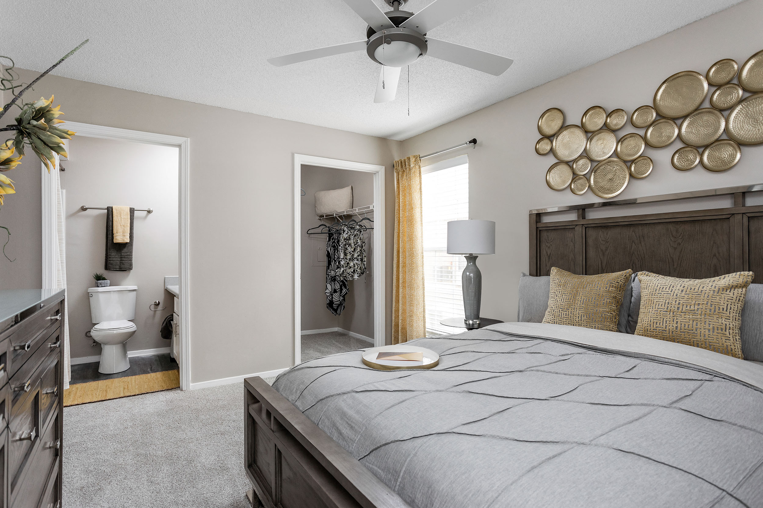 Gorgeous master bedroom with walk-in closet and attached bathroom
