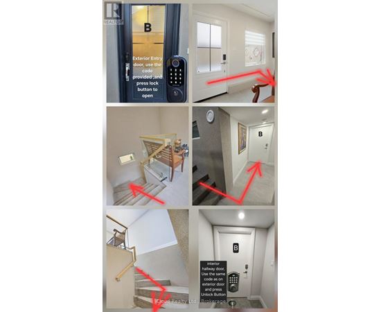 A series of images showing how to use a keypad to open an exterior door.