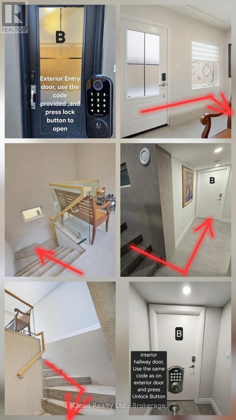 A series of images showing how to use a keypad to open an exterior door.