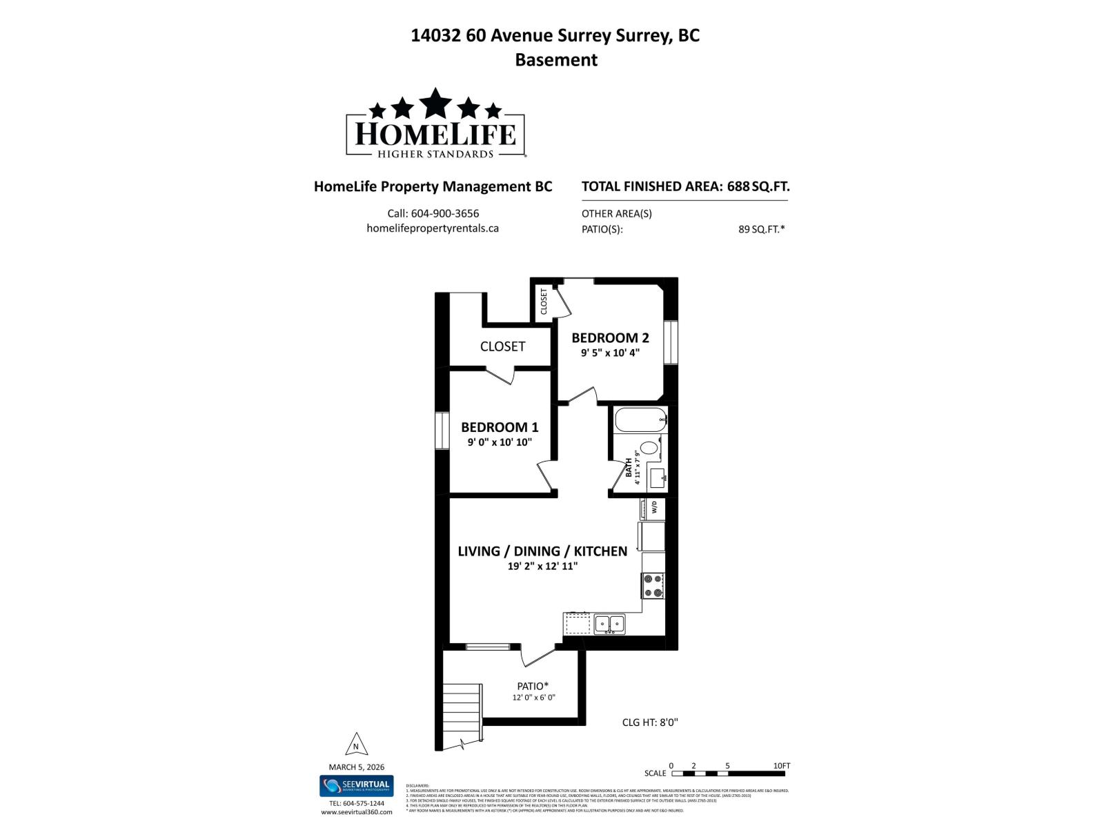 A floor plan for a home with two bedrooms and a living area.