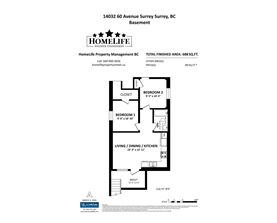 A floor plan for a home with two bedrooms and a living area.