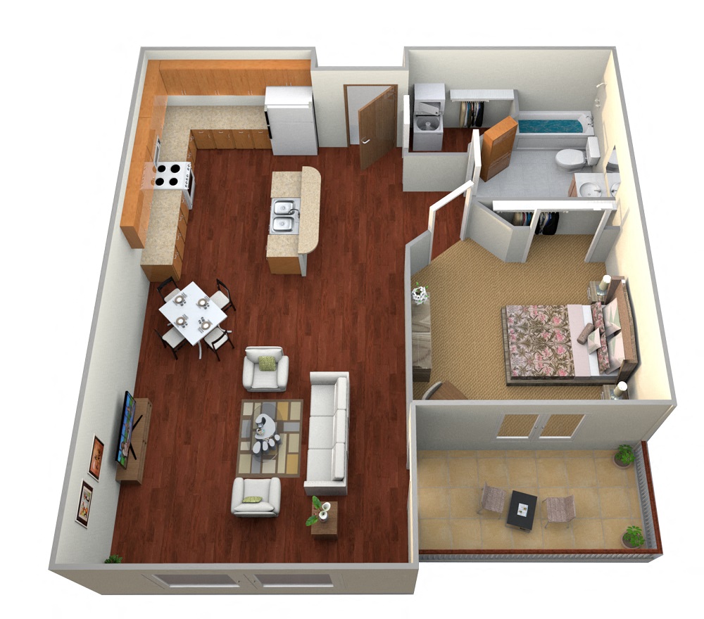 1 Bed 1 Bath Floor Plan at Blackstone Apartments, Fargo, 58104