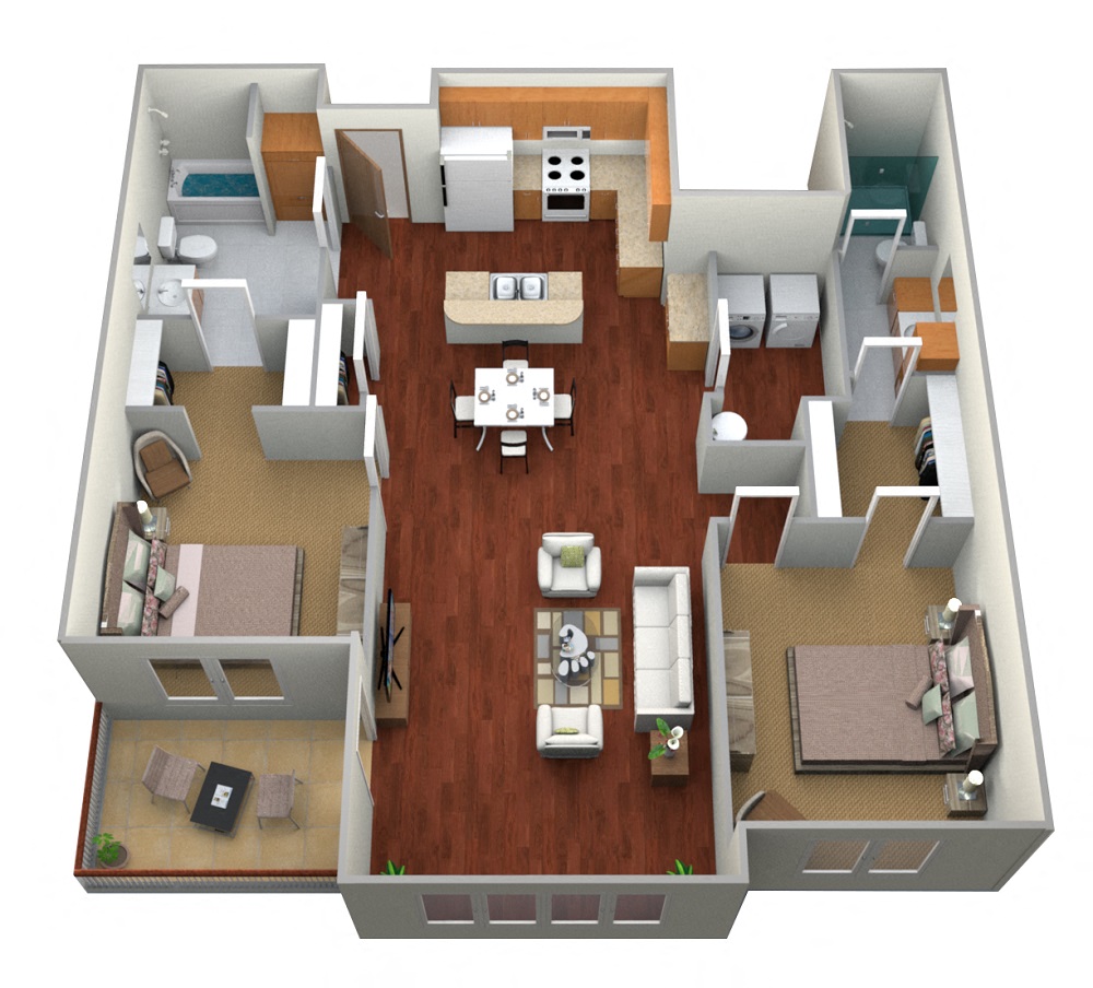 2 Bed 2 Bath Floor Plan at Blackstone Apartments, Fargo, North Dakota