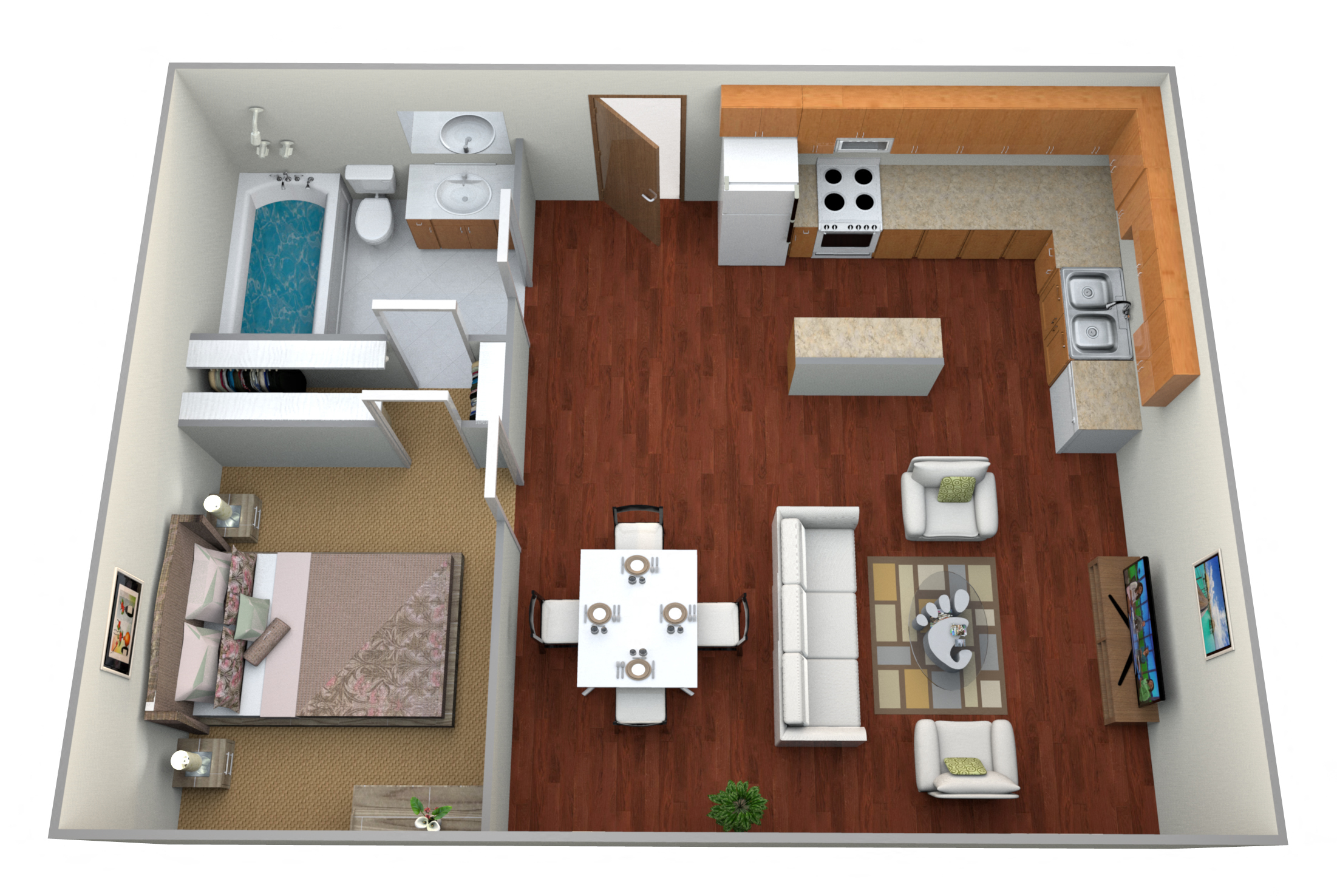 1 Bed 1 Bath Floor Plan at Boulder Ridge Apartments, North Dakota, 58104