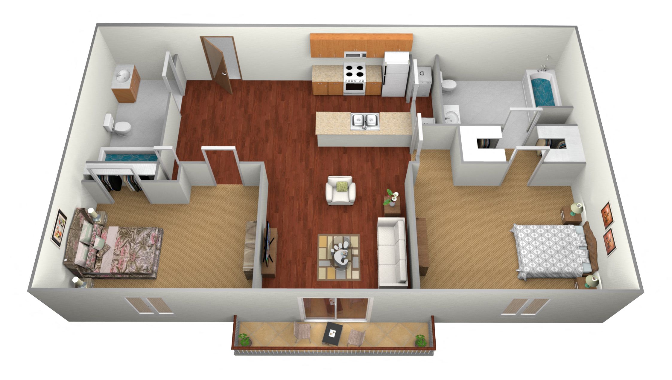 2 bed 2 bath Floor Plan at Lakestone Apartments, Moorhead, MN