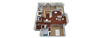 2 Bed 2 Bath Floor Plan at Park Ridge Apartments, Fargo, ND, 58103