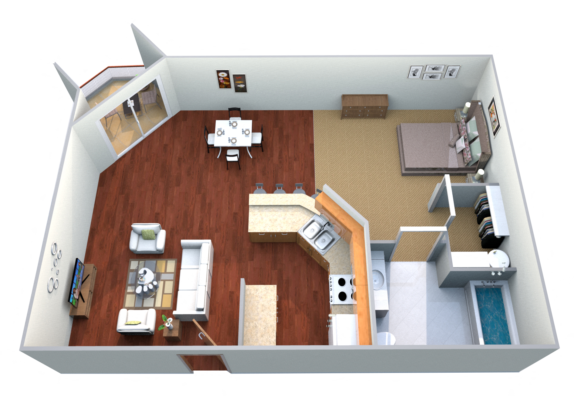 Efficiency Floor Plan - Large at Park Ridge Apartments, North Dakota