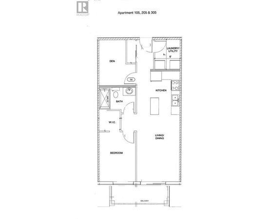 Apartment floor plan with labeled rooms such as kitchen and living room.