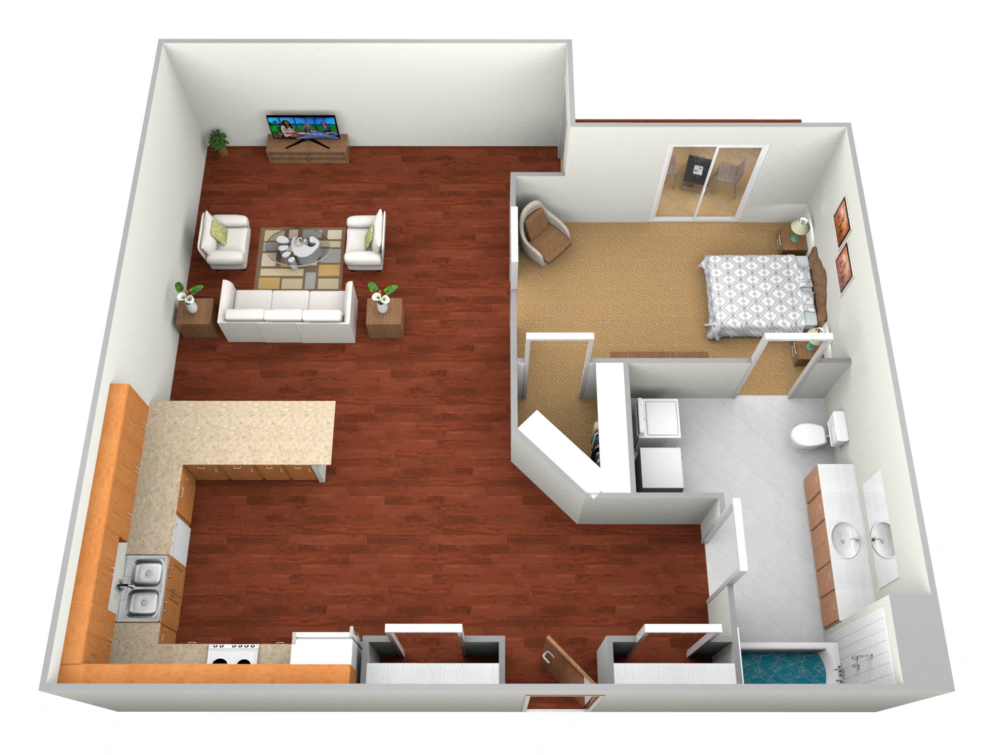 1 Bed 1 Bath Floor Plan at Shadow Ridge Apartments, West Fargo