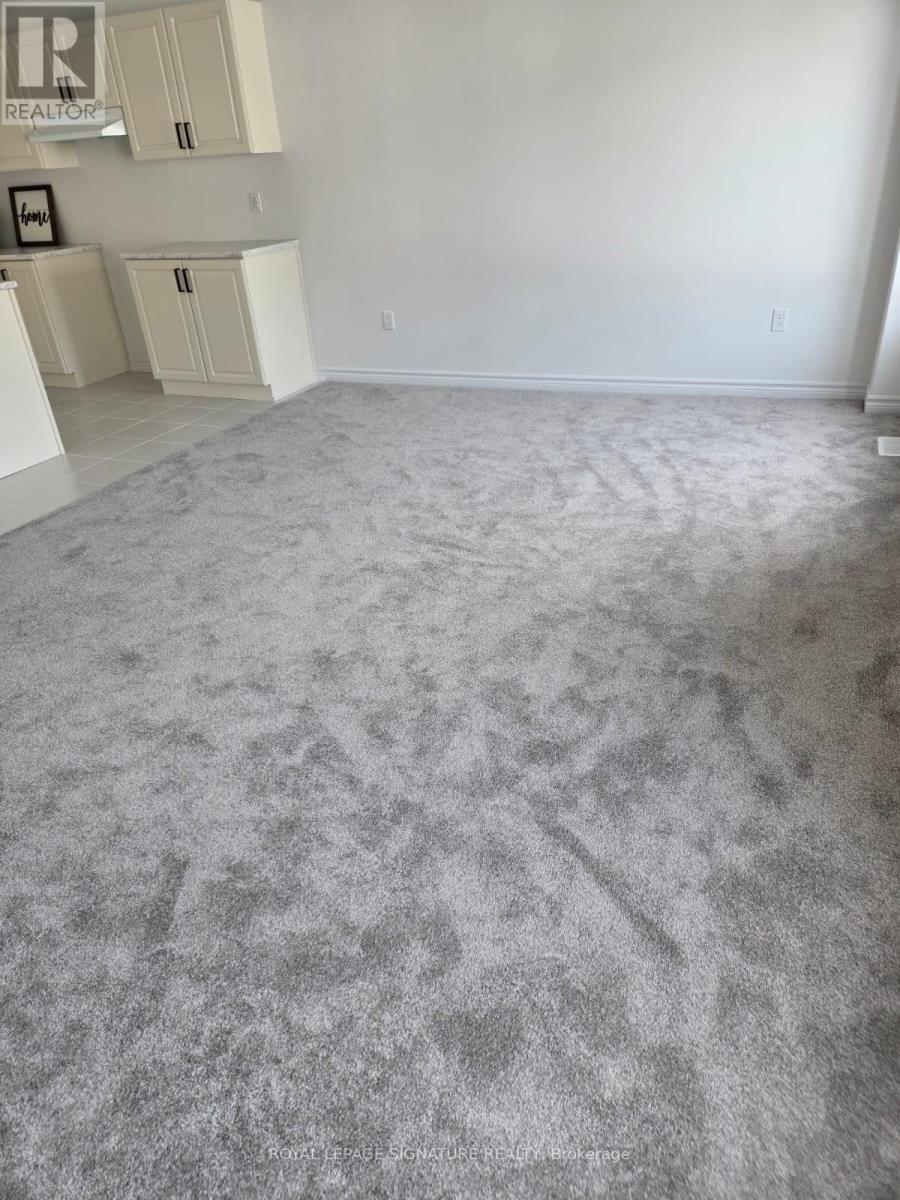 A carpeted room with a white wall and a cabinet.