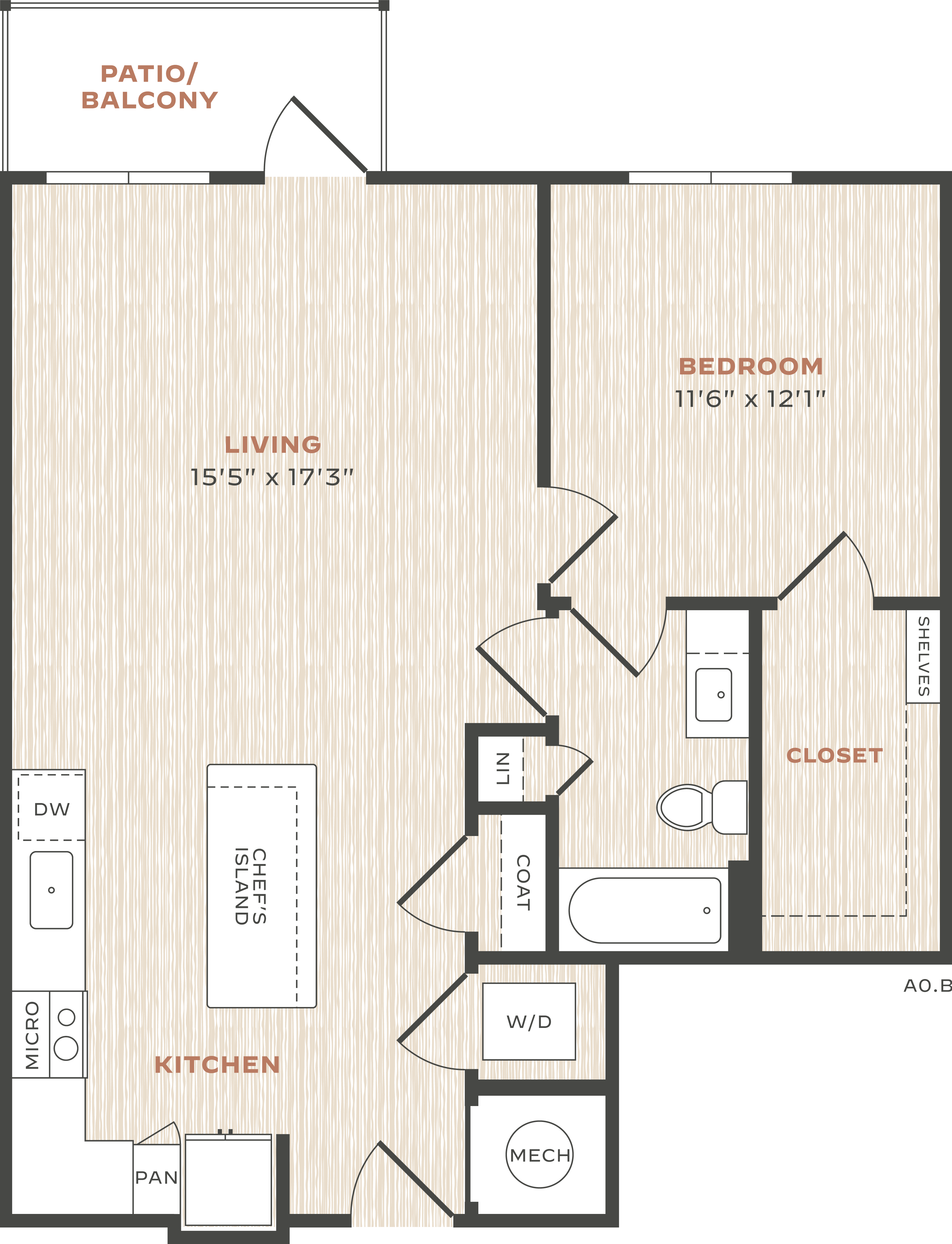 1 Bed/1 Bath-A1-L