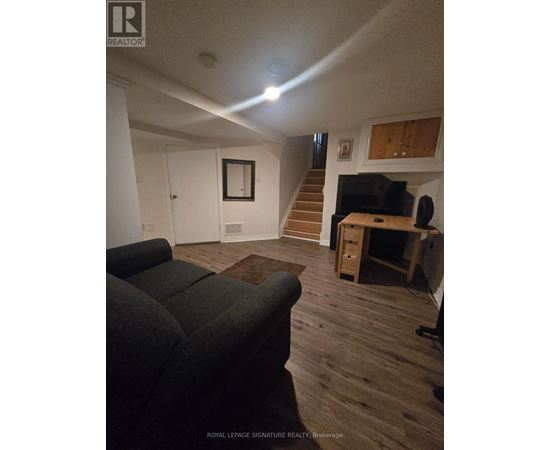 A living room with a couch and a television.