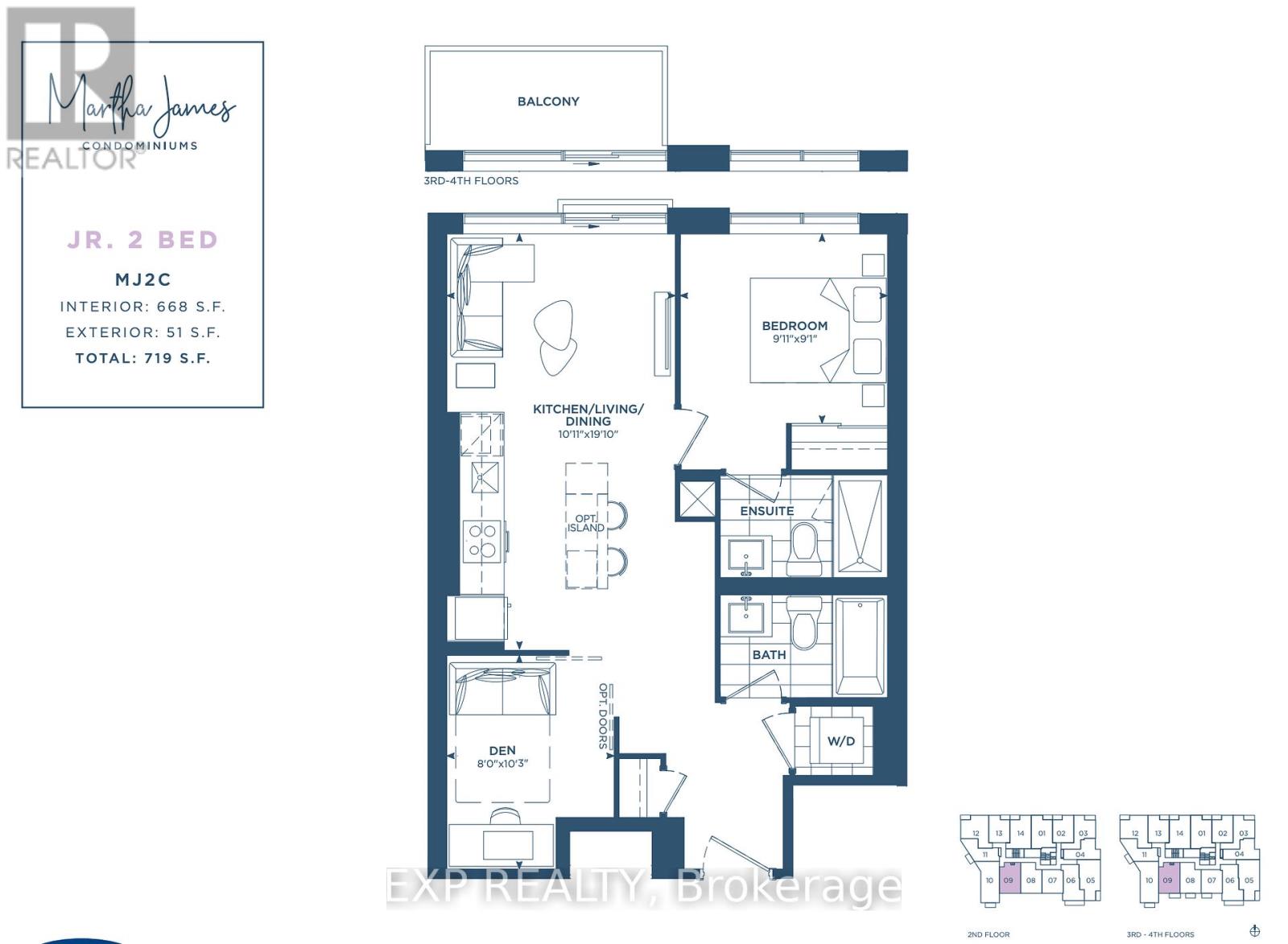 A floor plan for a 2 bedroom apartment is displayed.