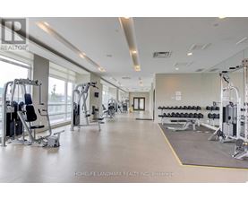 A gym with a variety of equipment including weights and cardio machines.