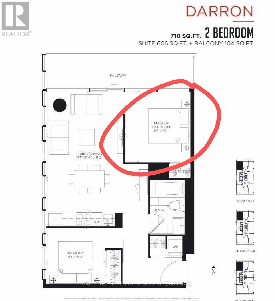 A floor plan for a 2 bedroom apartment at Darron Realty.