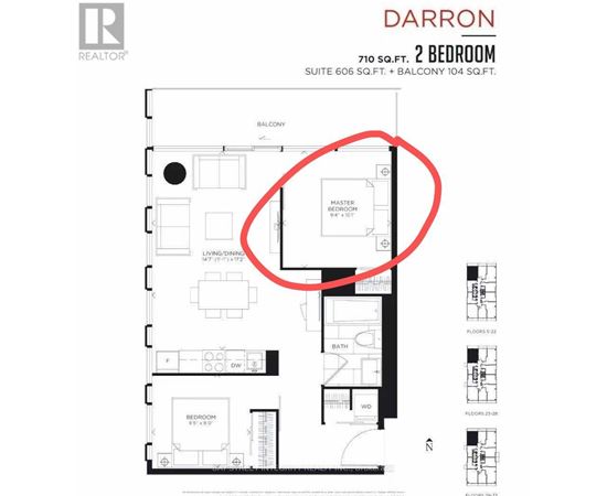 A floor plan for a 2 bedroom apartment at Darron Realty.
