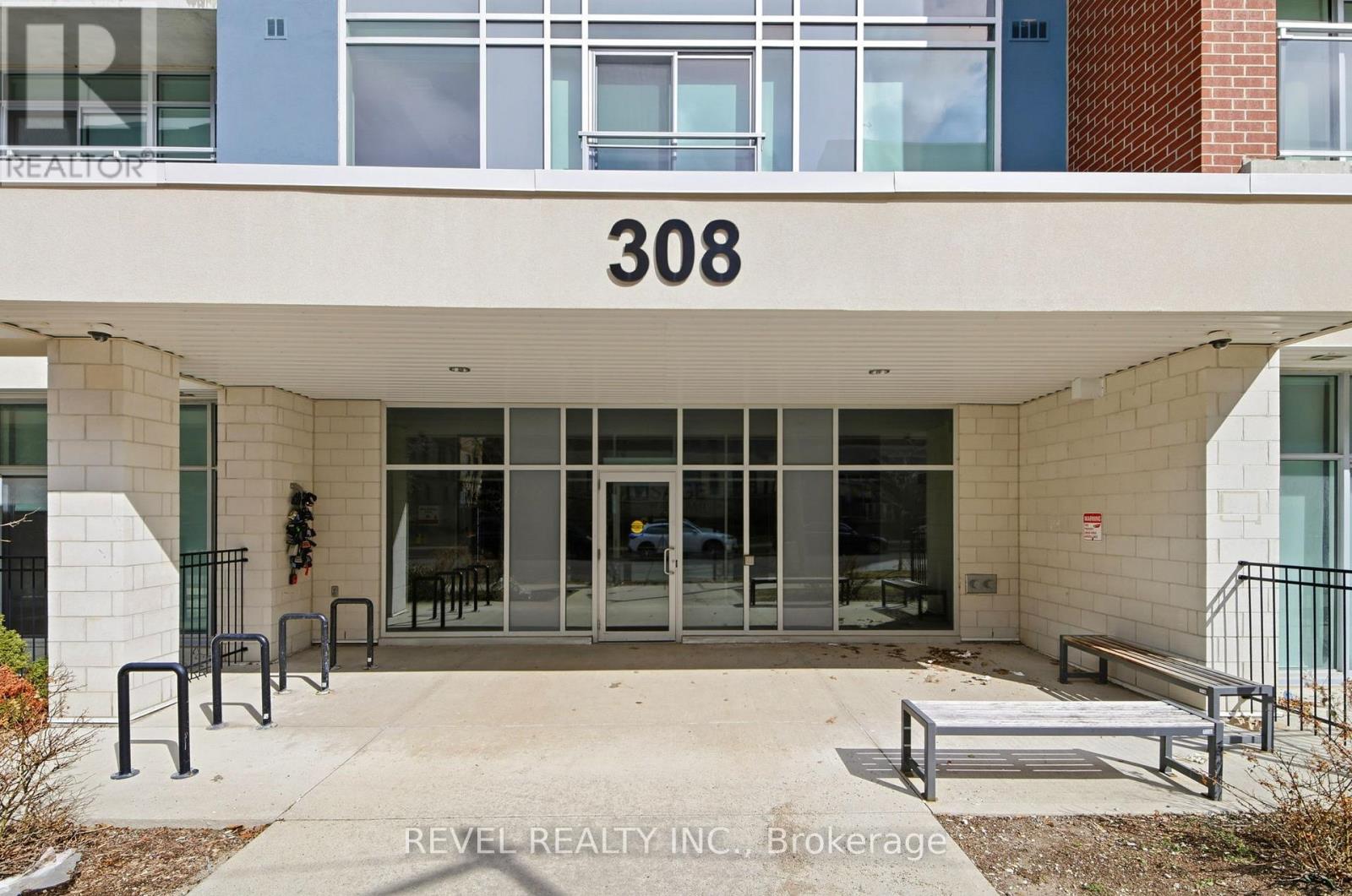 The front of a building with the number 308 on it.