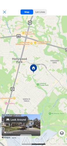 A map application interface with a map of Hollywood Park and surrounding areas.
