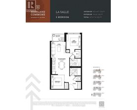 A floor plan for a two bedroom apartment at Highland Commons.