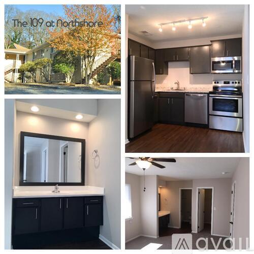 A collage of images showcasing a property at 109 Northshore, including exterior, kitchen, bathroom, and living room.