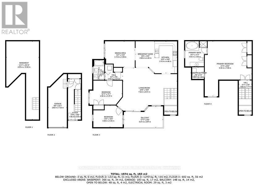 A floor plan for a residential building with three different layouts.
