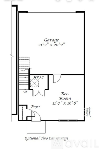 A drawing of a house floor plan with a garage and a room labeled "Foyer".