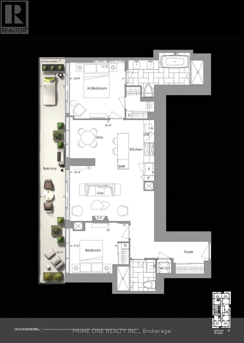 A floor plan of a house with rooms labeled, such as "Dine" and "Bedroom".