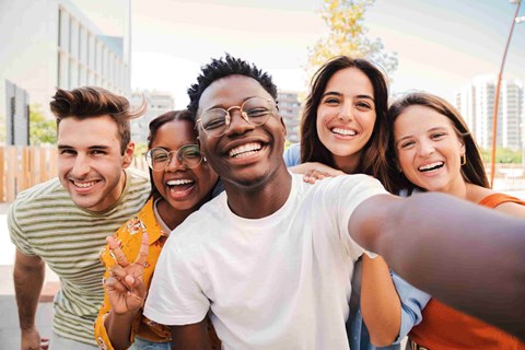 Group of friends smiling