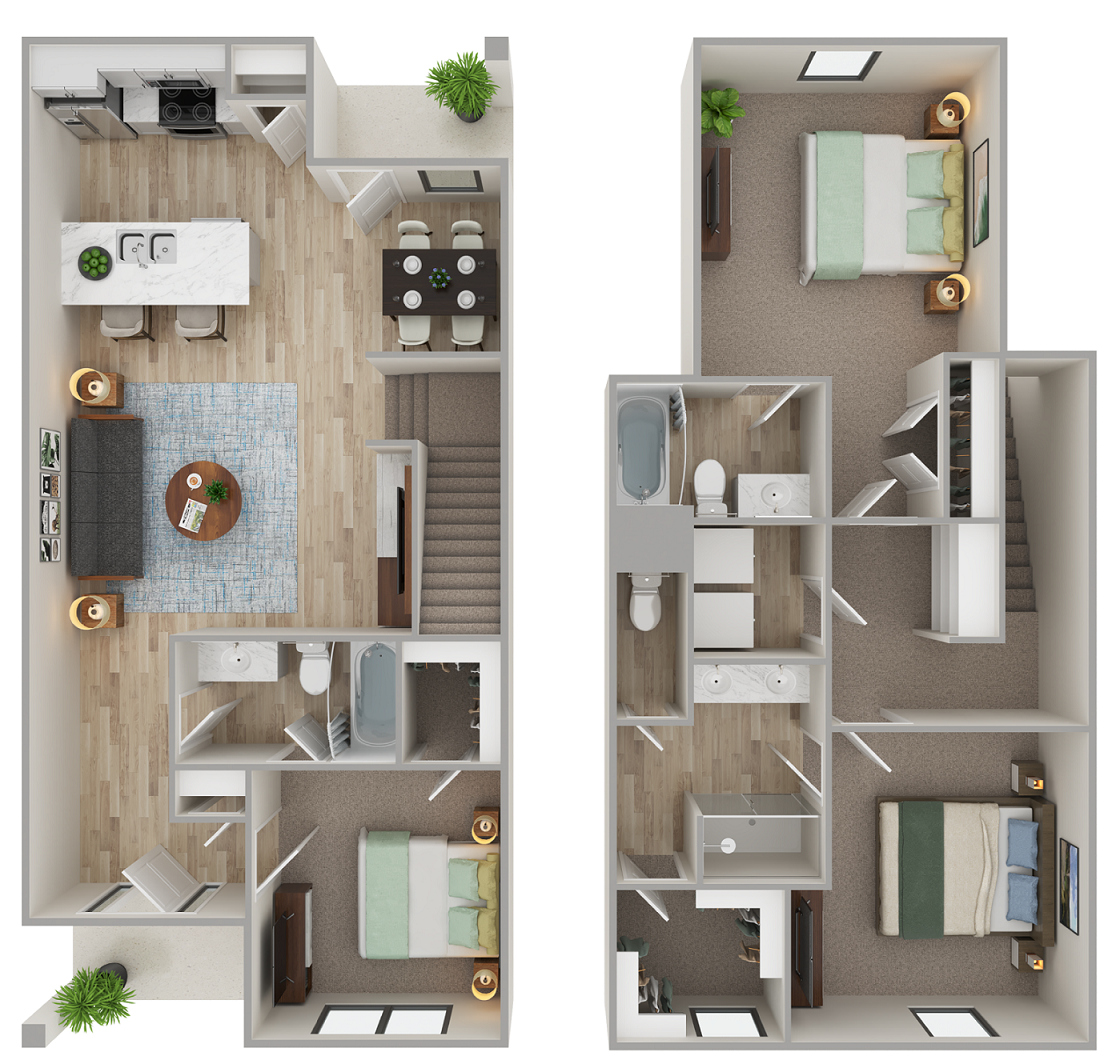 3x3 Floorplan for The Cottages at Highland Bluff